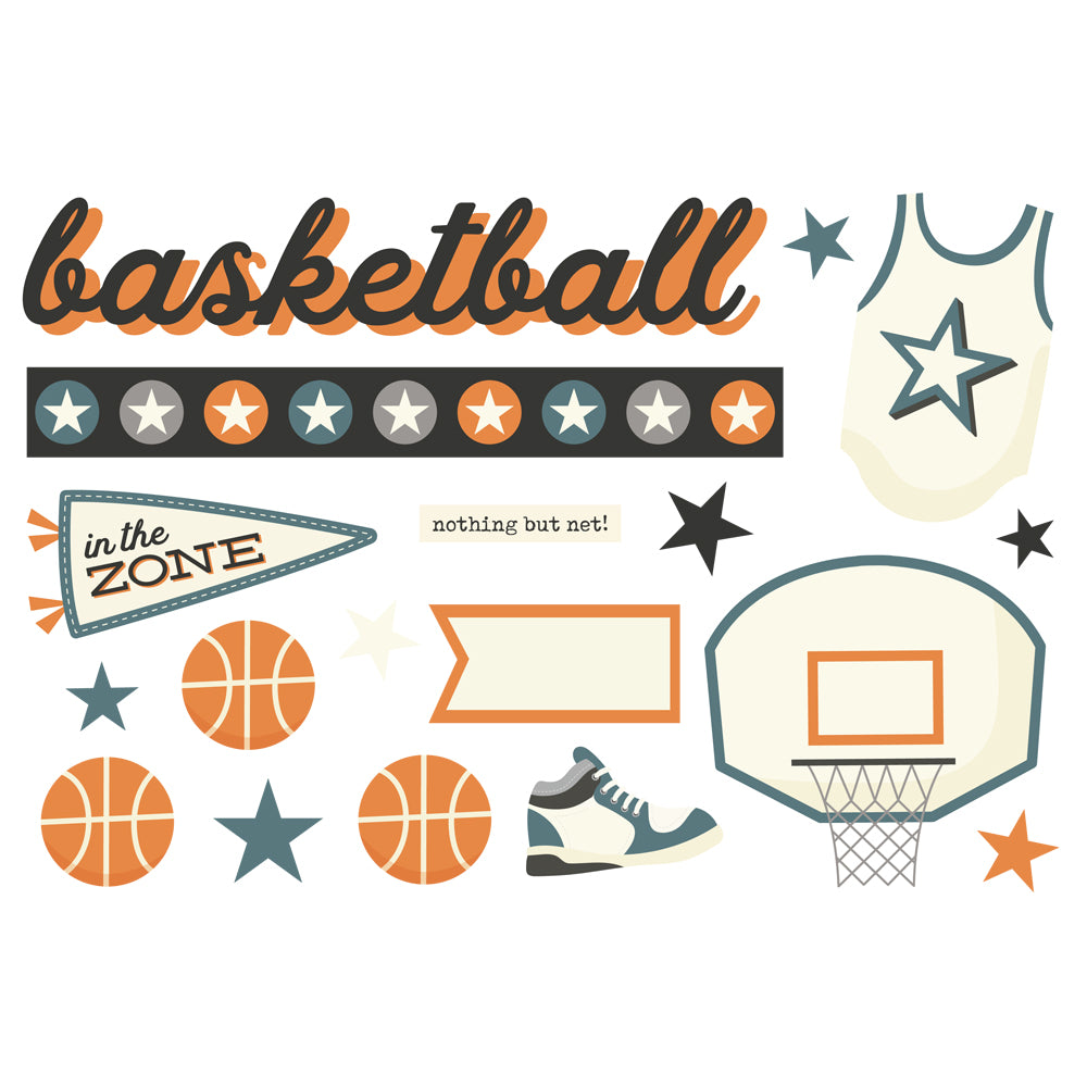 Sports Simple Set . Basketball Page Pieces