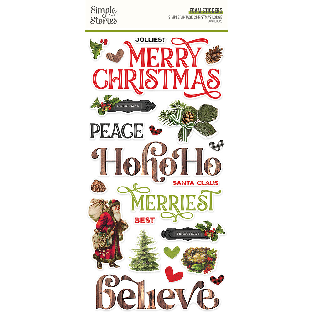 Simple Vintage Christmas Lodge . Foam Stickers