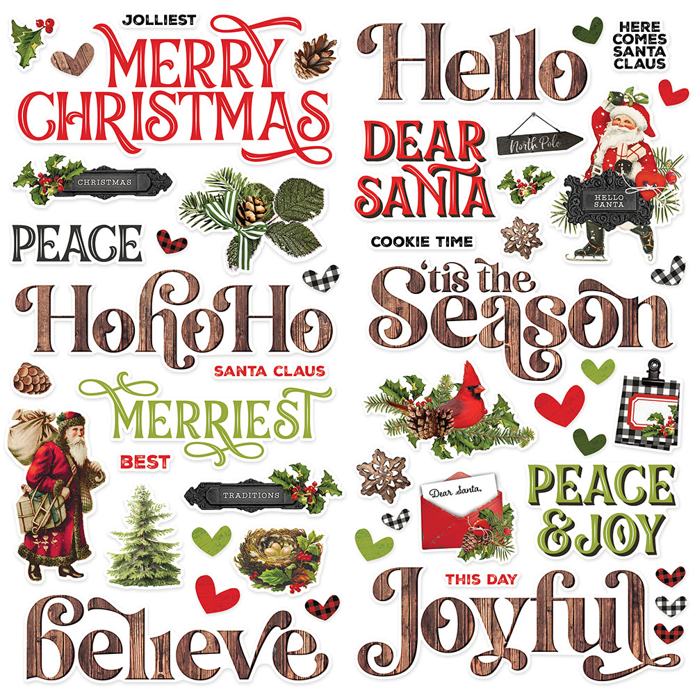 Simple Vintage Christmas Lodge . Foam Stickers