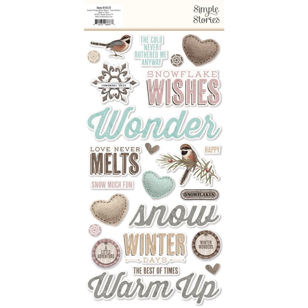 Simple Vintage Winter Woods . Foam Stickers
