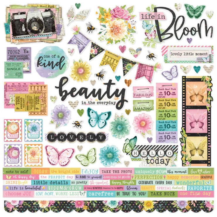 Simple Vintage Life In Bloom . Cardstock Stickers