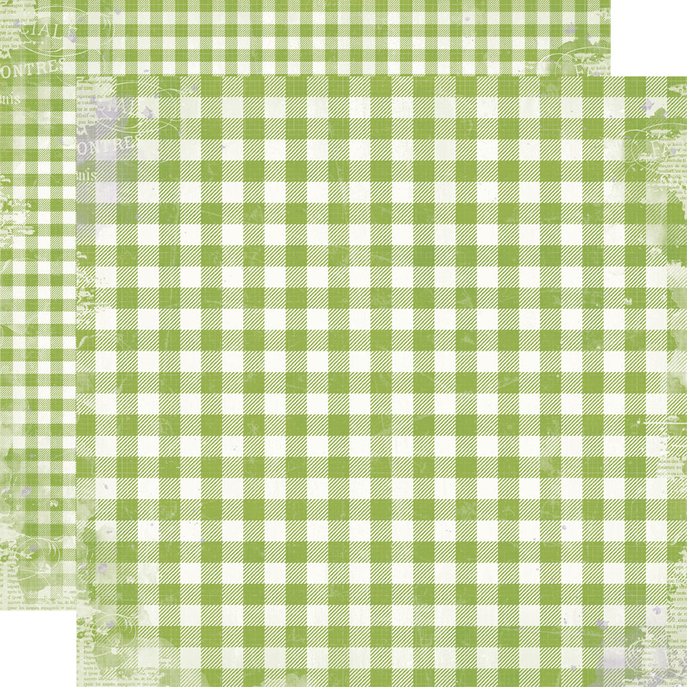 Simple Vintage Life In Bloom . Green Gingham
