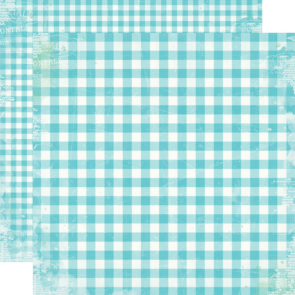 Simple Vintage Life In Bloom . Teal Gingham