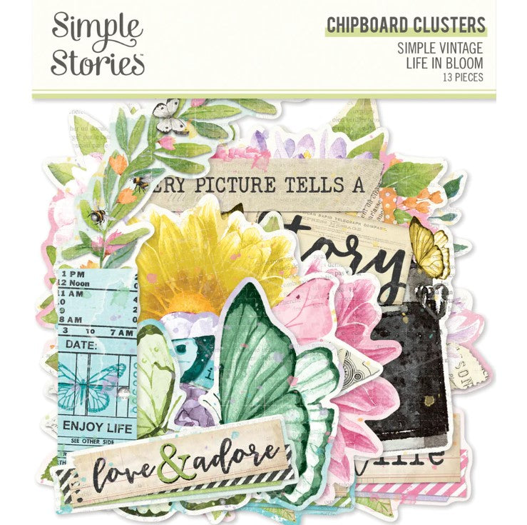 Simple Vintage Life In Bloom . Chipboard Clusters
