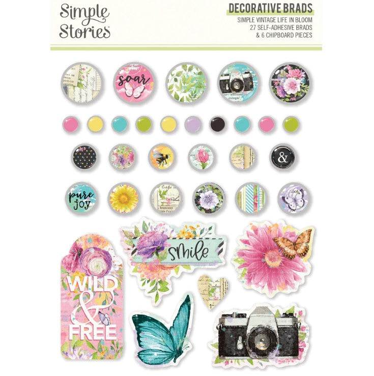 Simple Vintage Life In Bloom . Decorative Brads