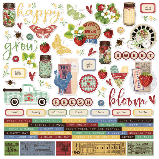 Simple Vintage Berry Fields . Cardstock Stickers