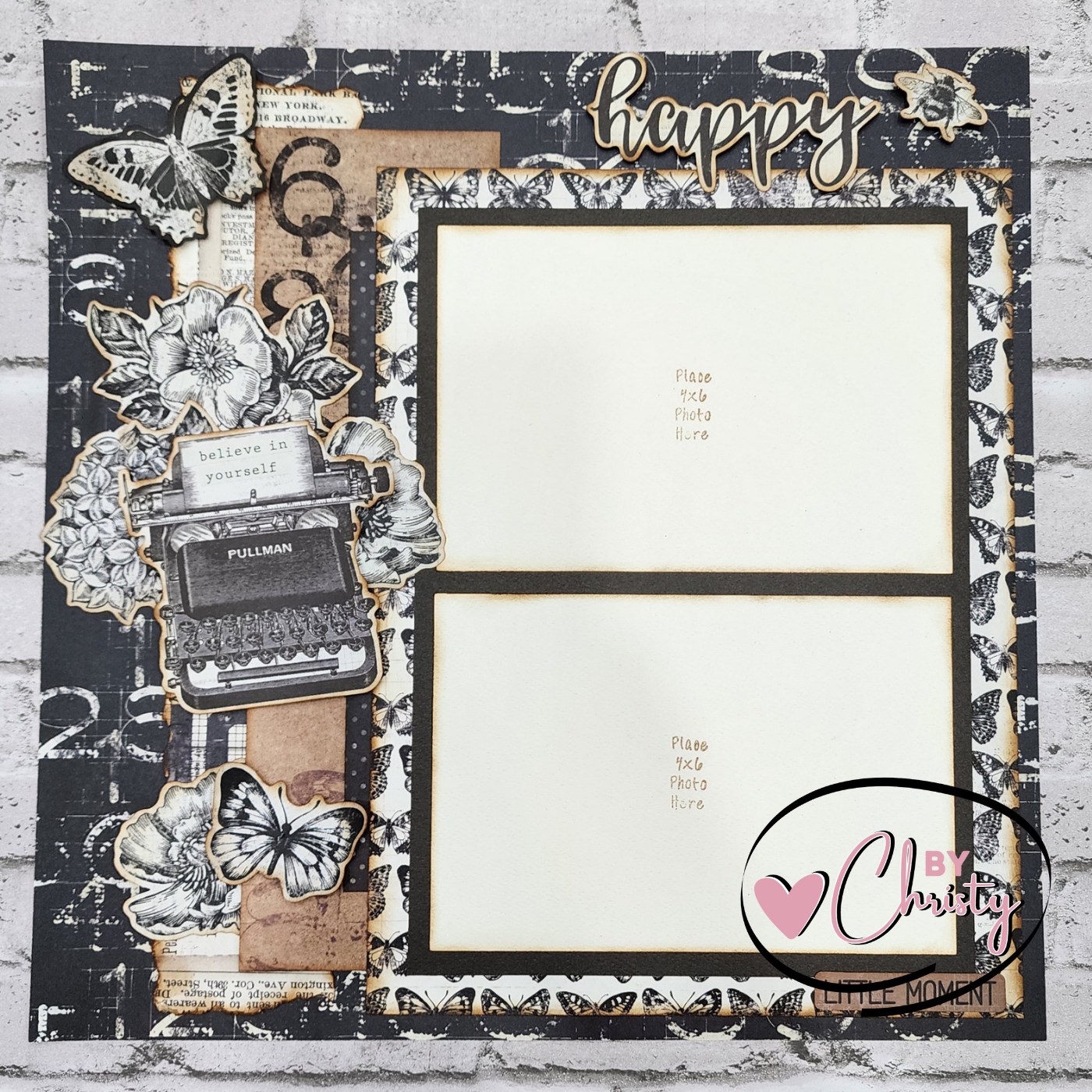 Custom . Happy Single Page 12 x 12 Scrapbook Layout