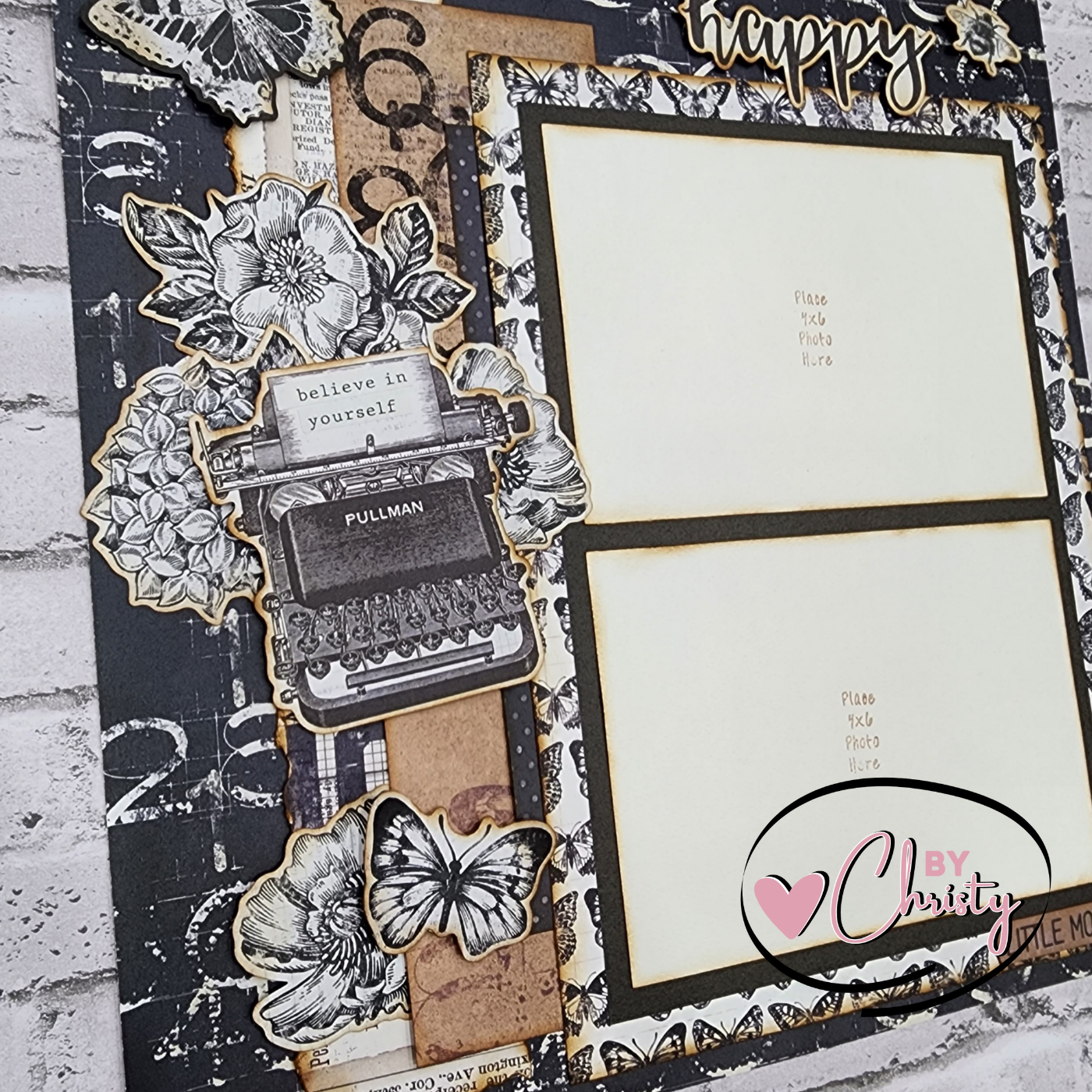 Custom . Happy Single Page 12 x 12 Scrapbook Layout
