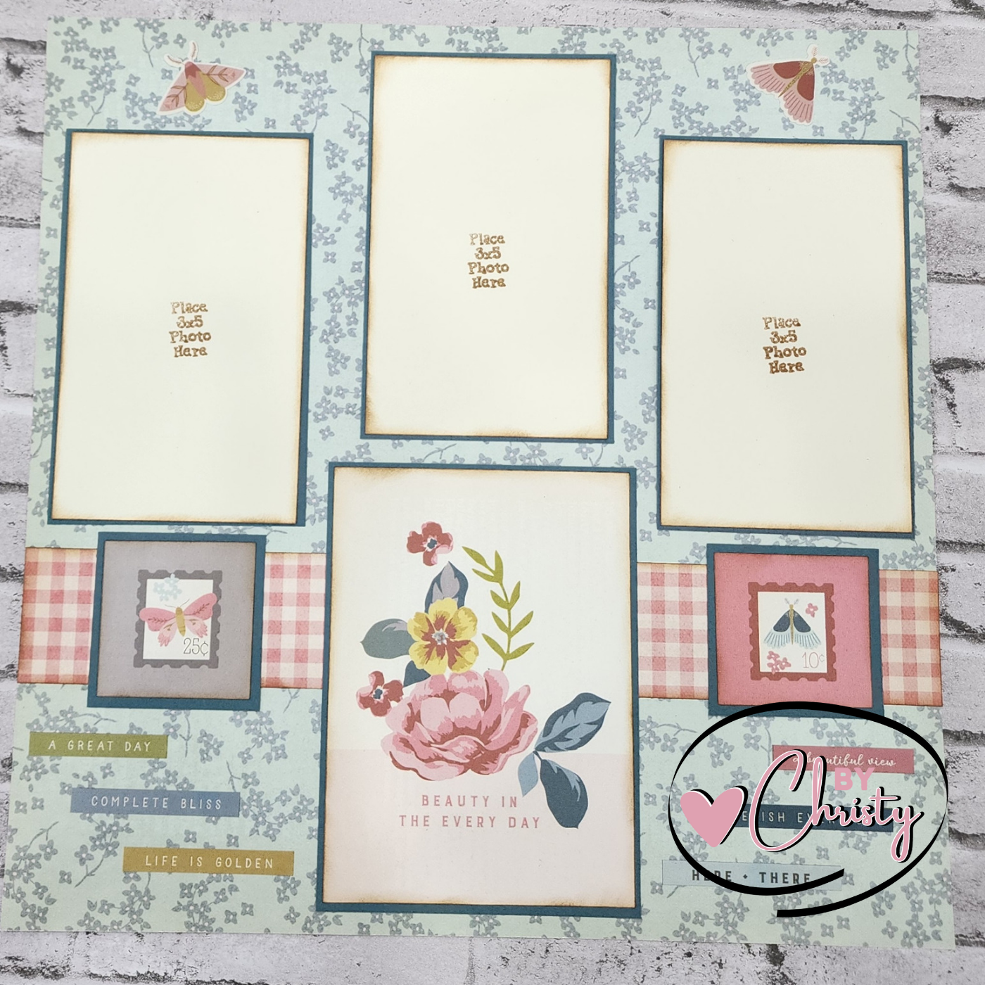 Custom . Wildflower Single Page 12 x 12 Scrapbook Layout