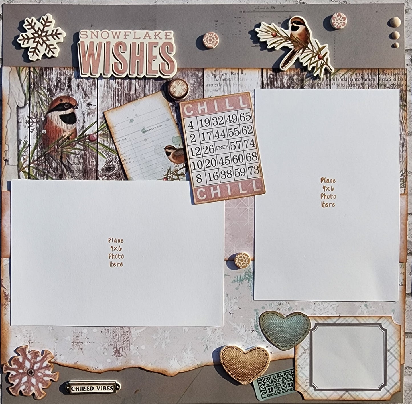 Custom . Snowflake Wishes 2 Page 12x12 Scrapbook Layout