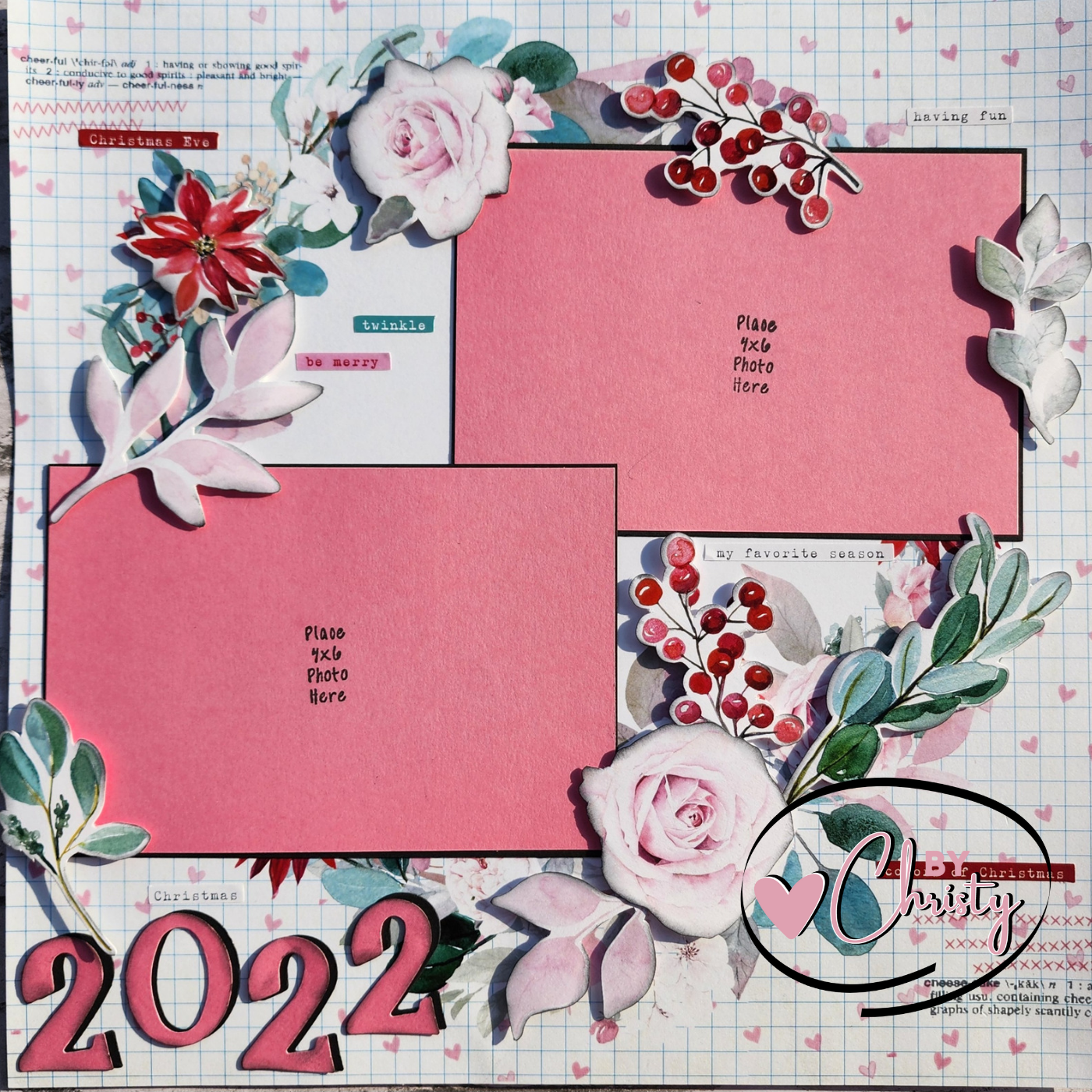 Custom . 2022 Christmas Single Page 12 x 12 Scrapbook Layout