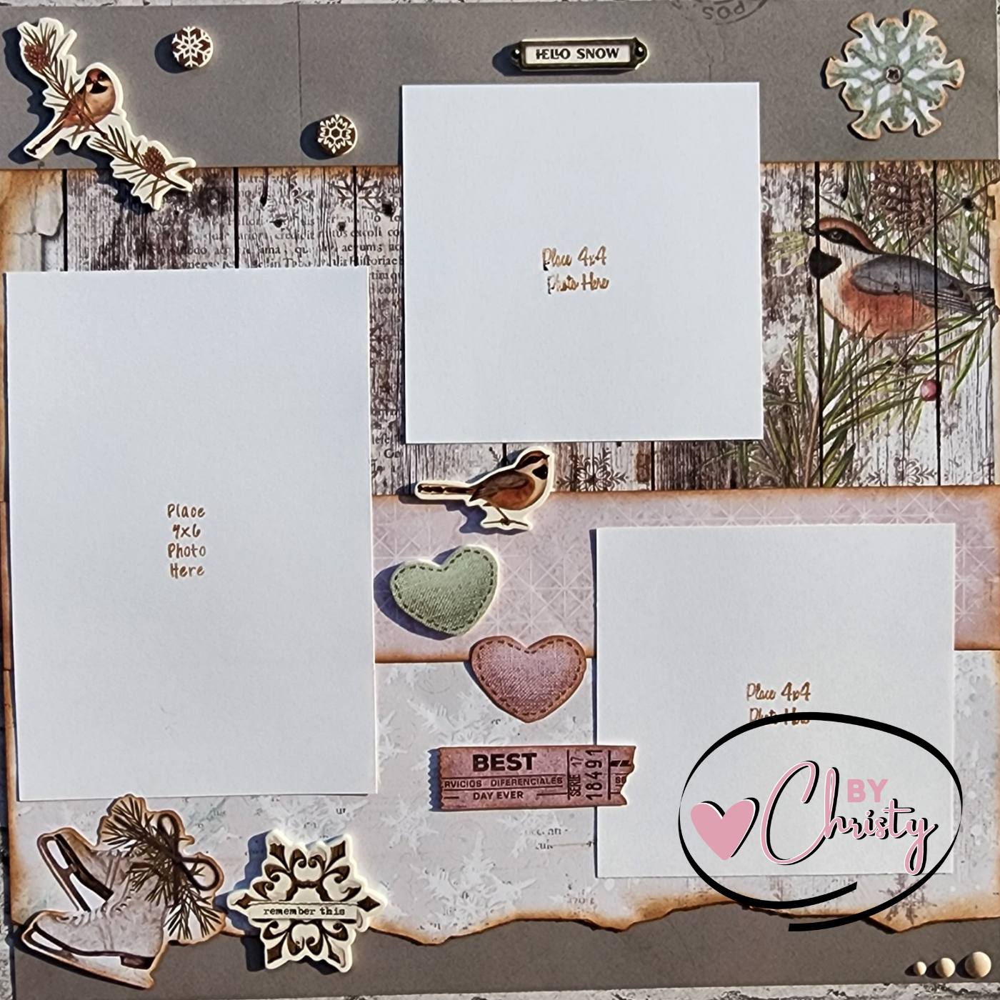 Custom . Snowflake Wishes 2 Page 12x12 Scrapbook Layout