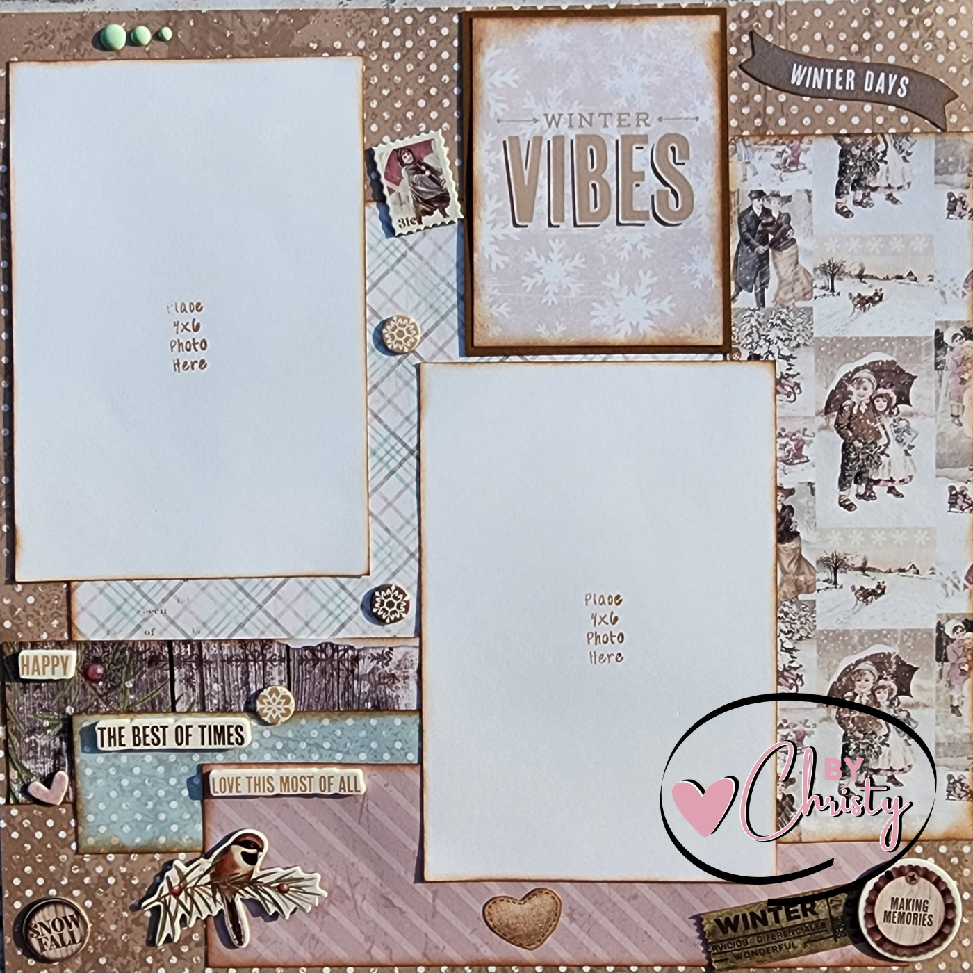 Custom . Winter Vibes 2 Page 12x12 Scrapbook Layout