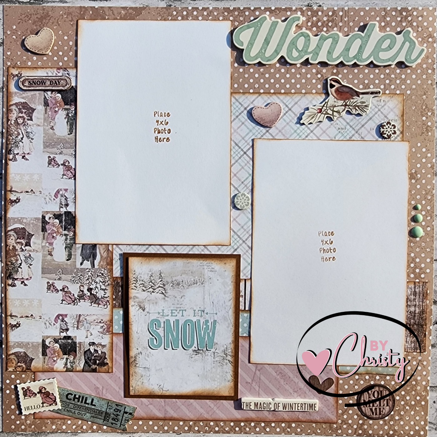 Custom . Winter Vibes 2 Page 12x12 Scrapbook Layout