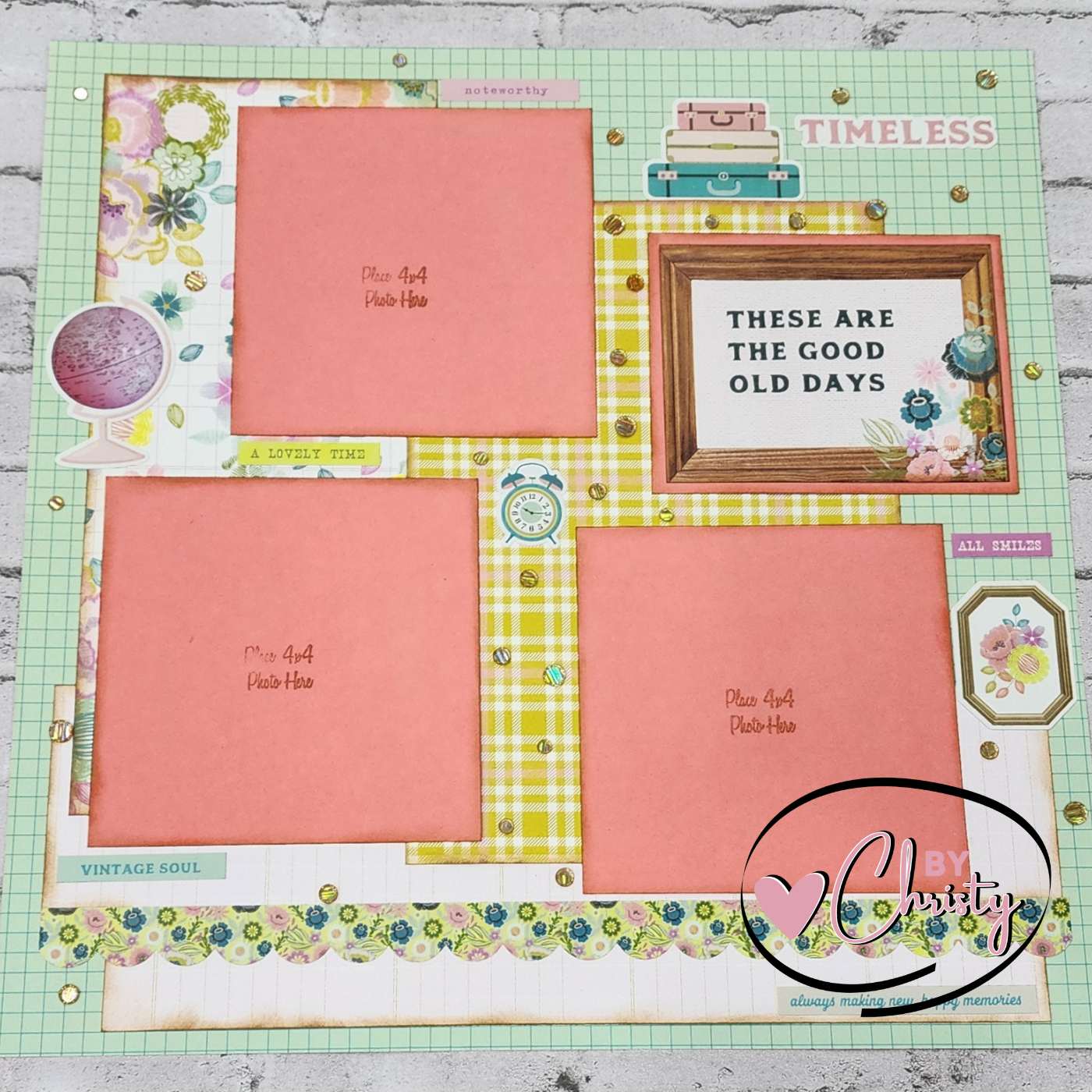 Custom . Good Ole Days Single Page 12x12 Scrapbook Layout