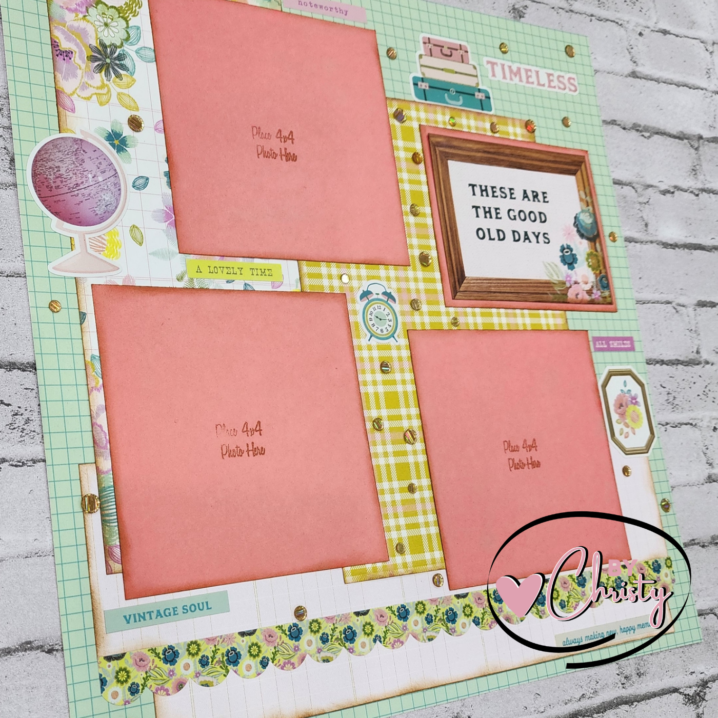 Custom . Good Ole Days Single Page 12x12 Scrapbook Layout