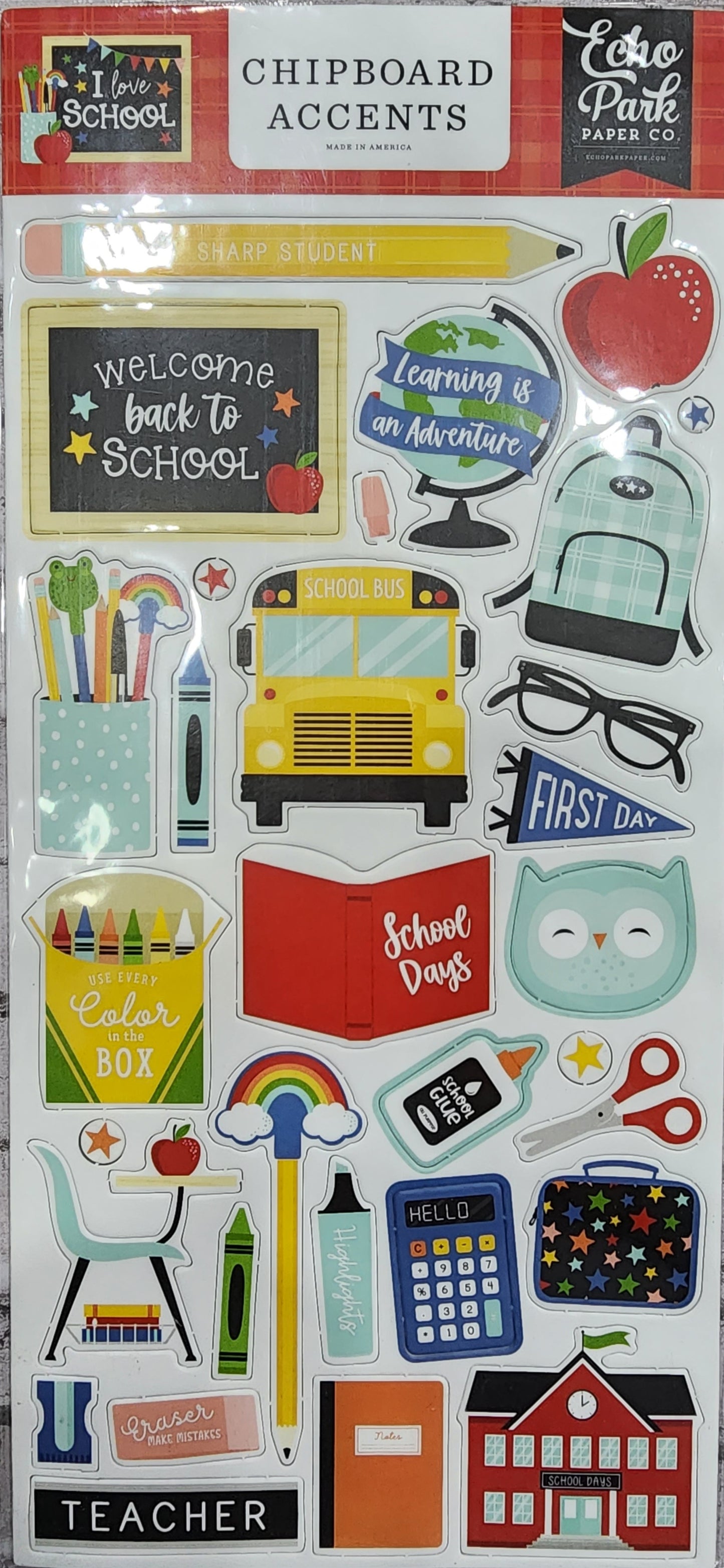I Love School . Chipboard Accents