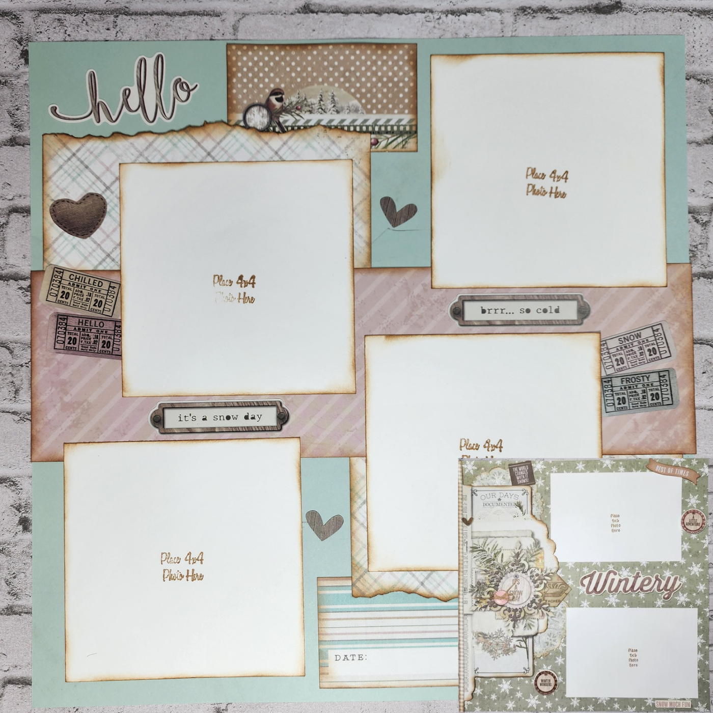 Custom . Winter Single Page 12x12 Scrapbook Layout