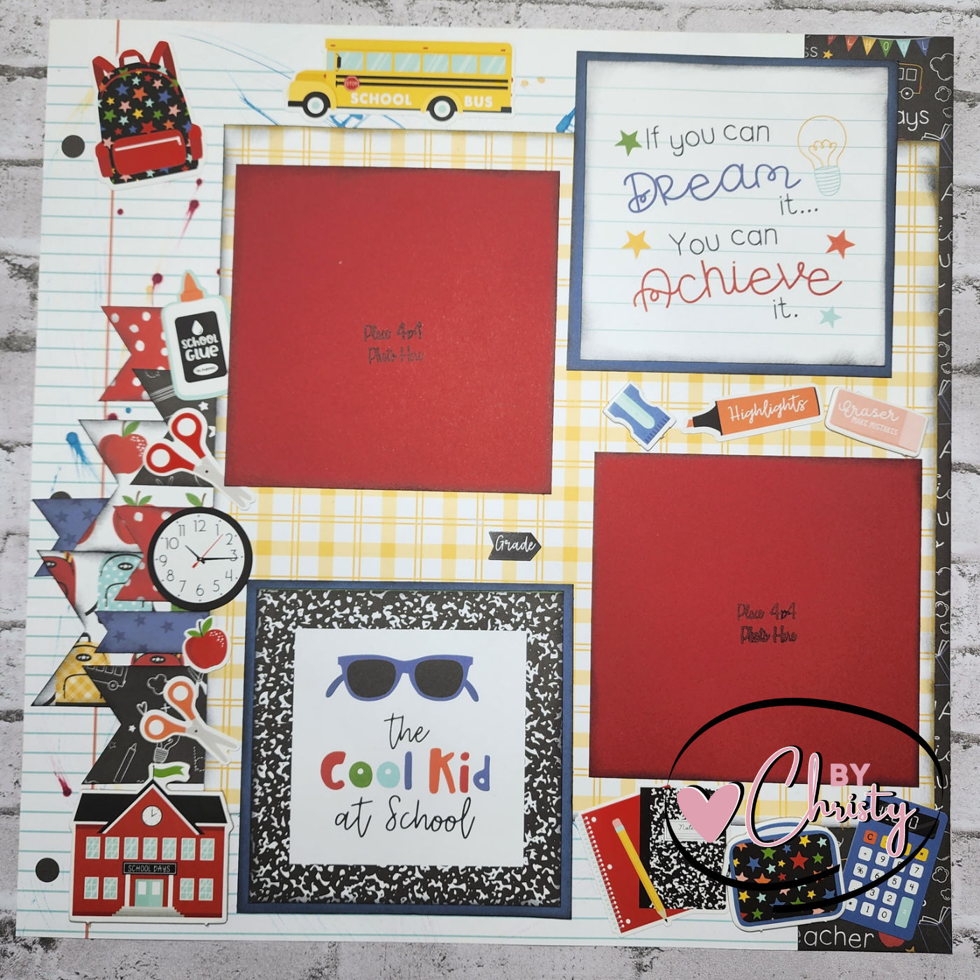 Custom . School Single Page Scrapbook Layout