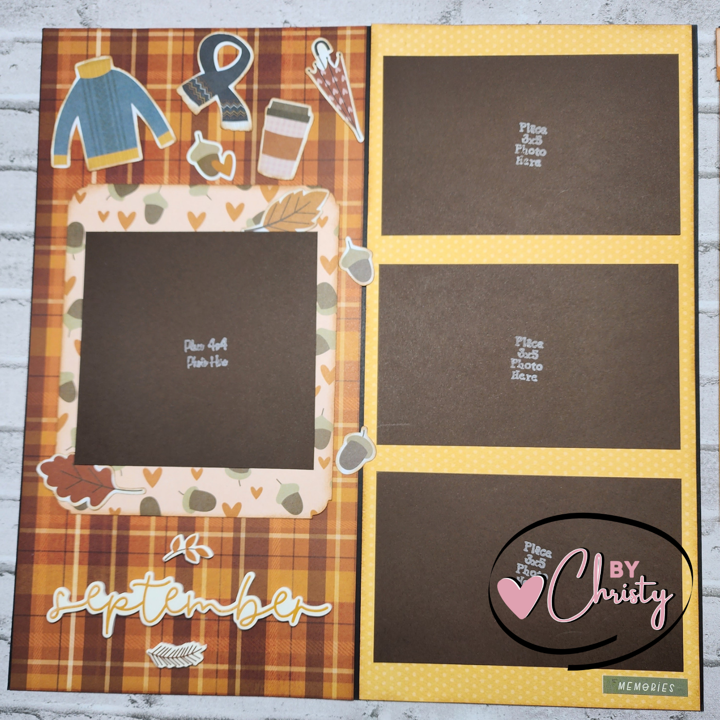 Custom . Autumn Vibes 2 Page 12 x 12 Scrapbook Layout