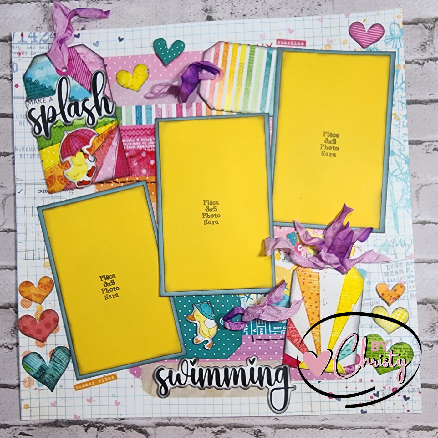 Custom . Make a Splash Single Page 12 x 12 Scrapbook Layout