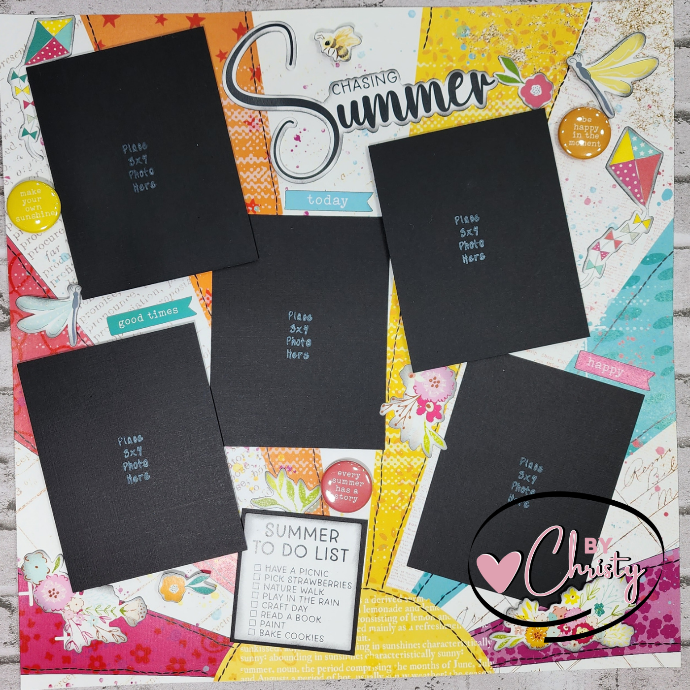 Custom . Chasing Summer single page 12 x 12 Scrapbook Layout