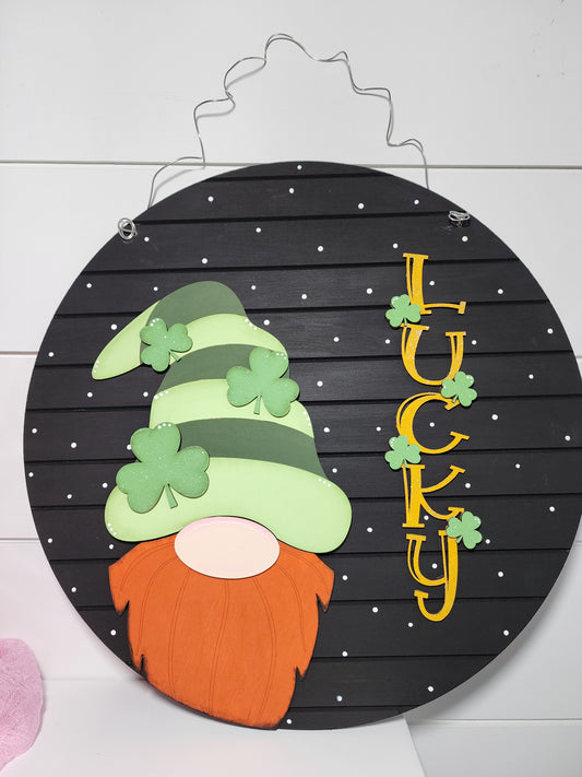 Lucky Gnome . Door Hanger