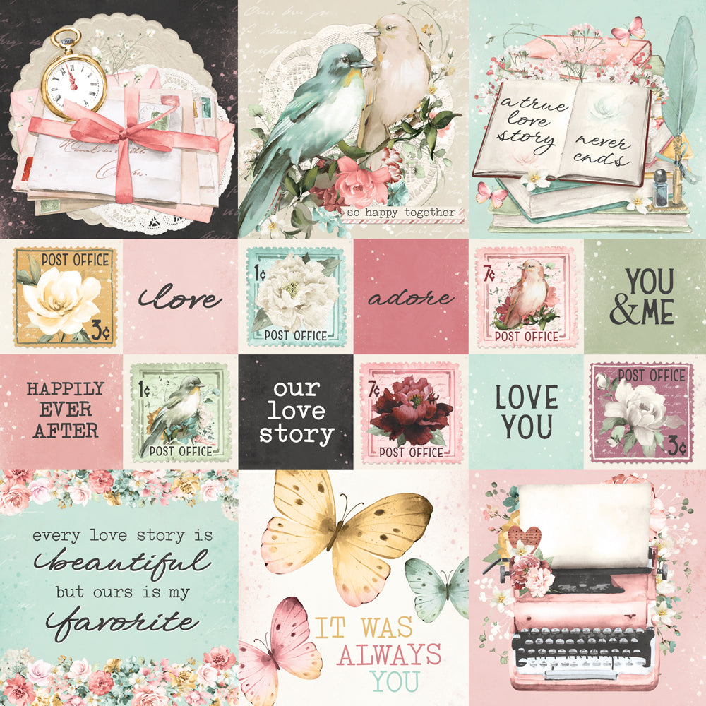 Simple Vintage Love Story . 2x2/4x4 Elements