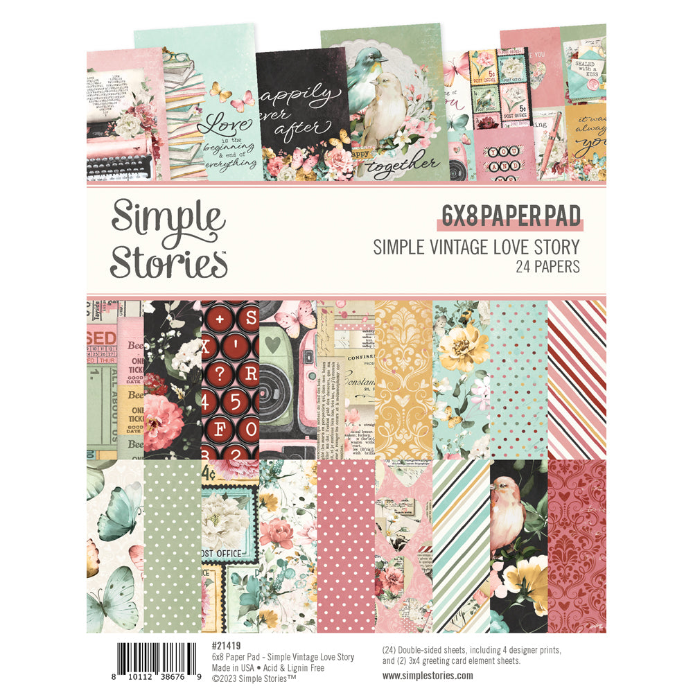 Simple Vintage Love Story . 6x8 Paper Pad