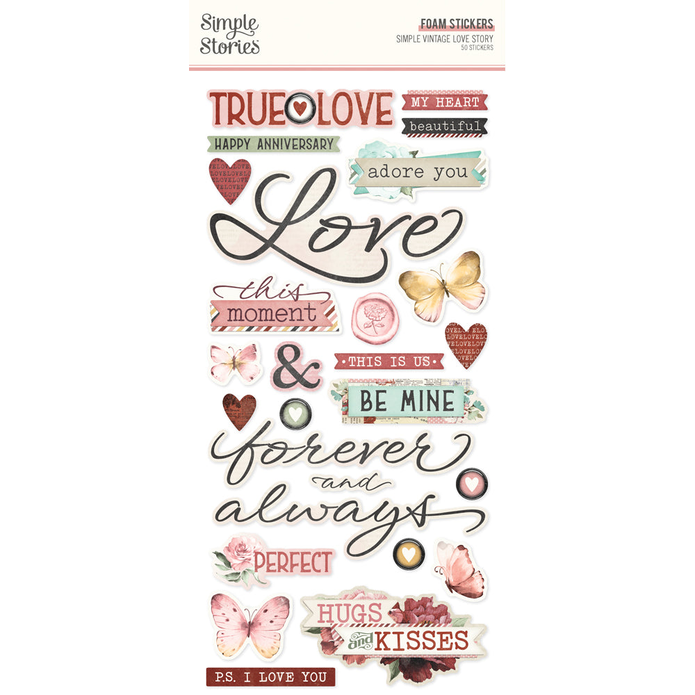 Simple Vintage Love Story . Foam Stickers