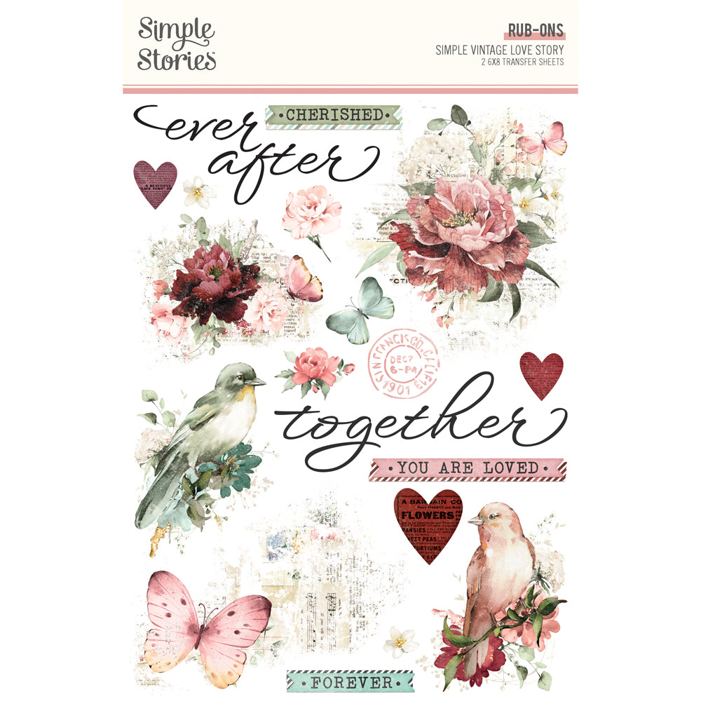 Simple Vintage Love Story . Rub Ons