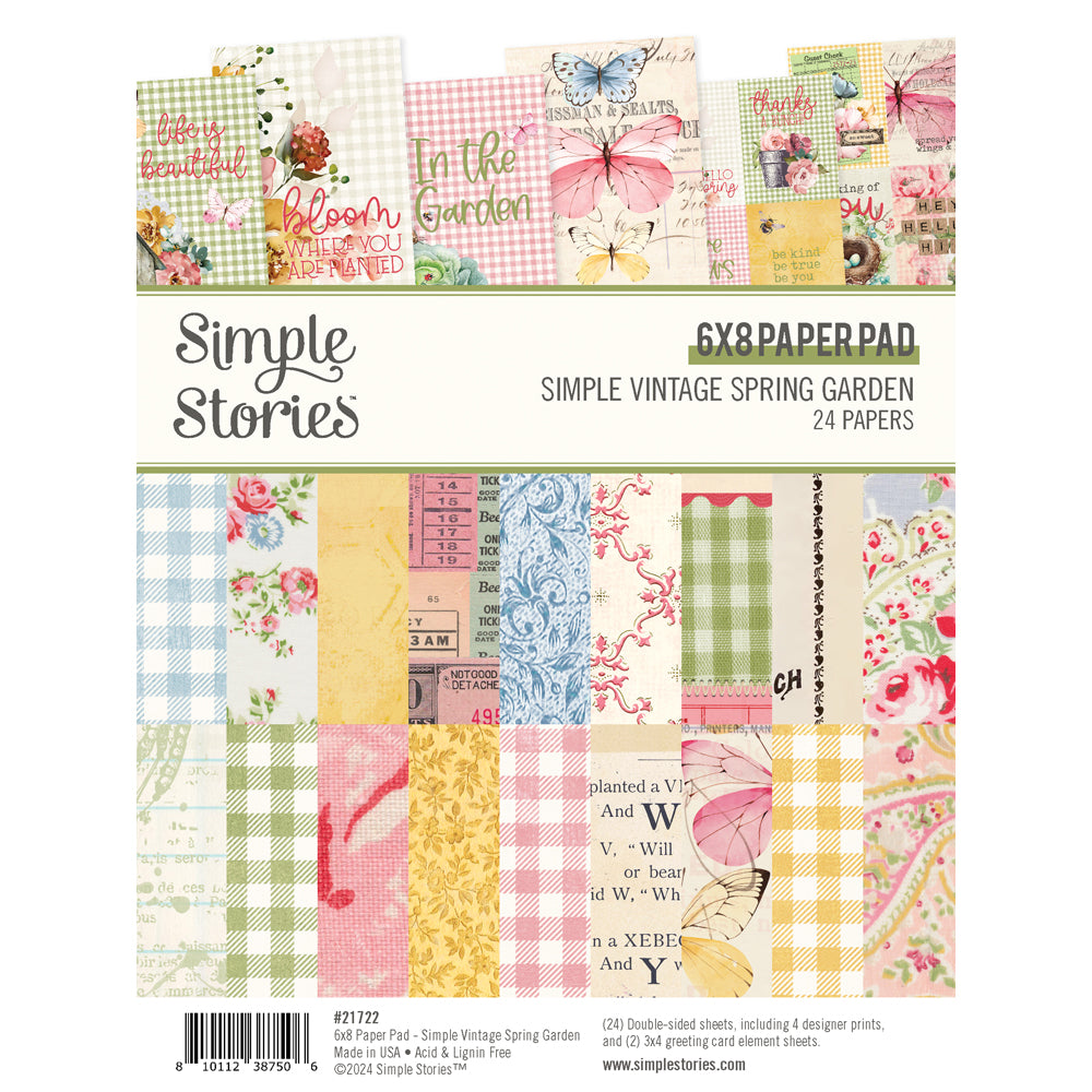 Simple Vintage Spring Garden . 6x8 Paper Pad
