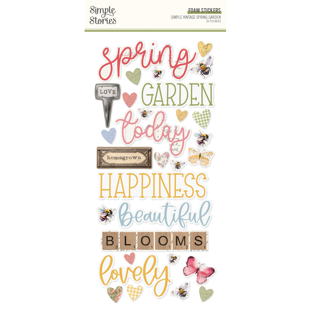 Simple Vintage Spring Garden . Foam Stickers
