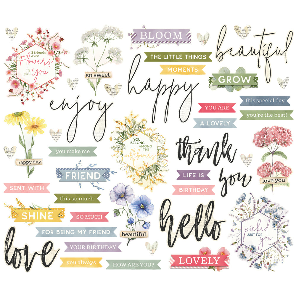 Simple Vintage Meadow Flowers . Sentiment Bits & Pieces