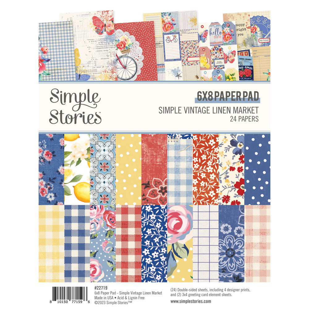 Simple Vintage Linen Market . 6x8 Paper Pad