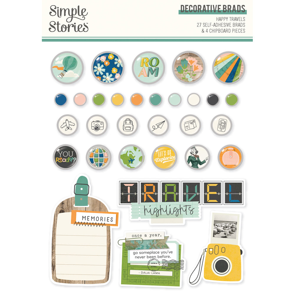 Happy Travels . Decorative Brads