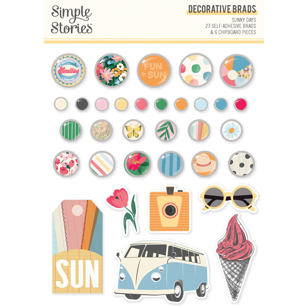 Pre-Order Sunny Days . Decorative Brads