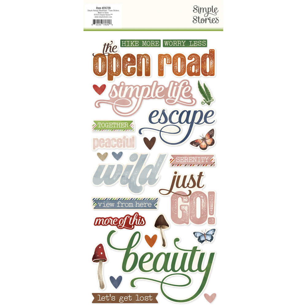 Simple Vintage Woodlands . Foam Stickers