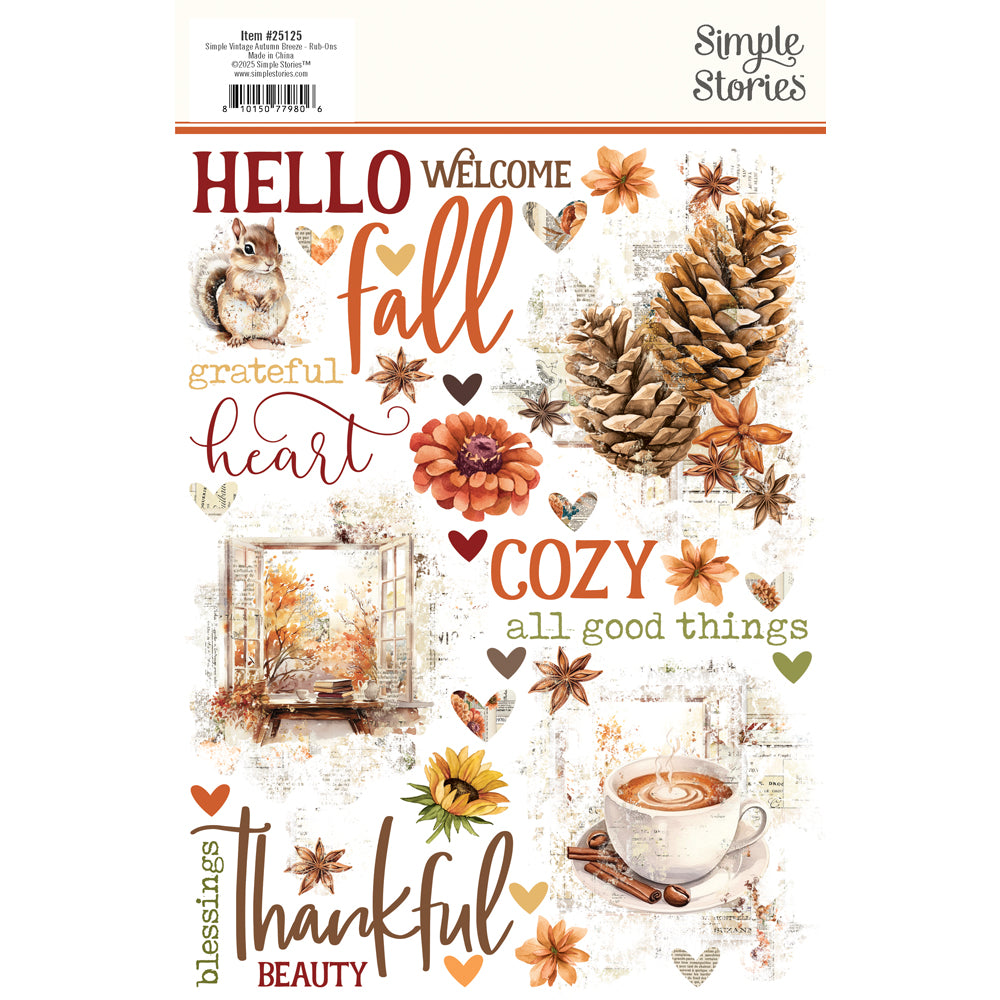 Simple Vintage Autumn Breeze . Rub Ons