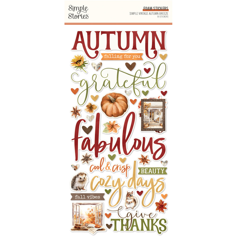 Simple Vintage Autumn Breeze . Foam Stickers