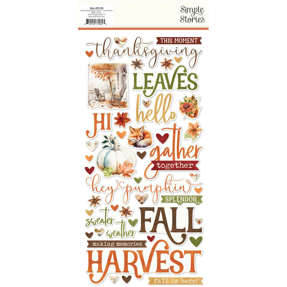 Simple Vintage Autumn Breeze . Foam Stickers