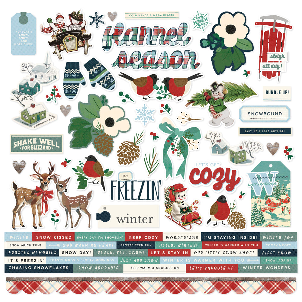 Simple Vintage Flannel Season . Cardstock Stickers