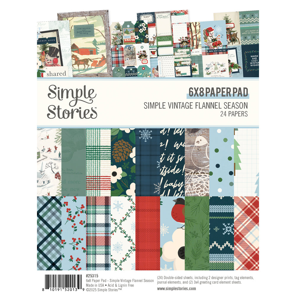 Simple Vintage Flannel Season . 6x8 Paper Pad