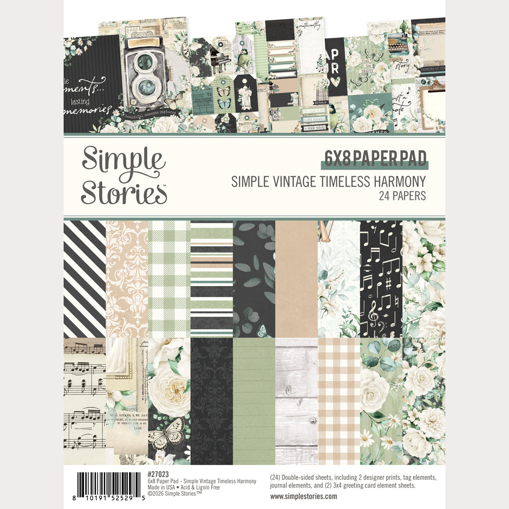 Simple Vintage Timeless Harmony. 6x8 Paper Pad