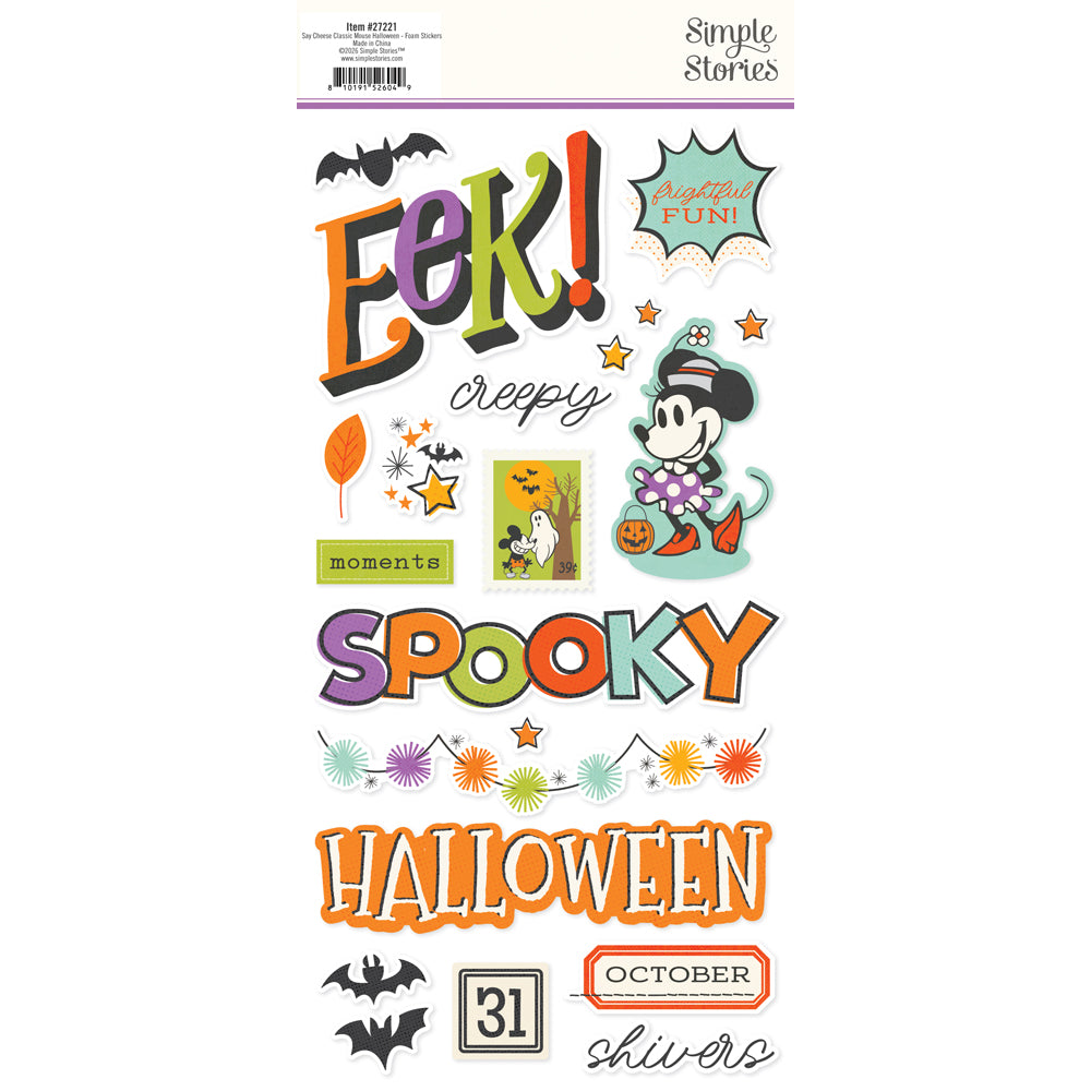 Say Cheese Classic Mouse Halloween . Foam Stickers