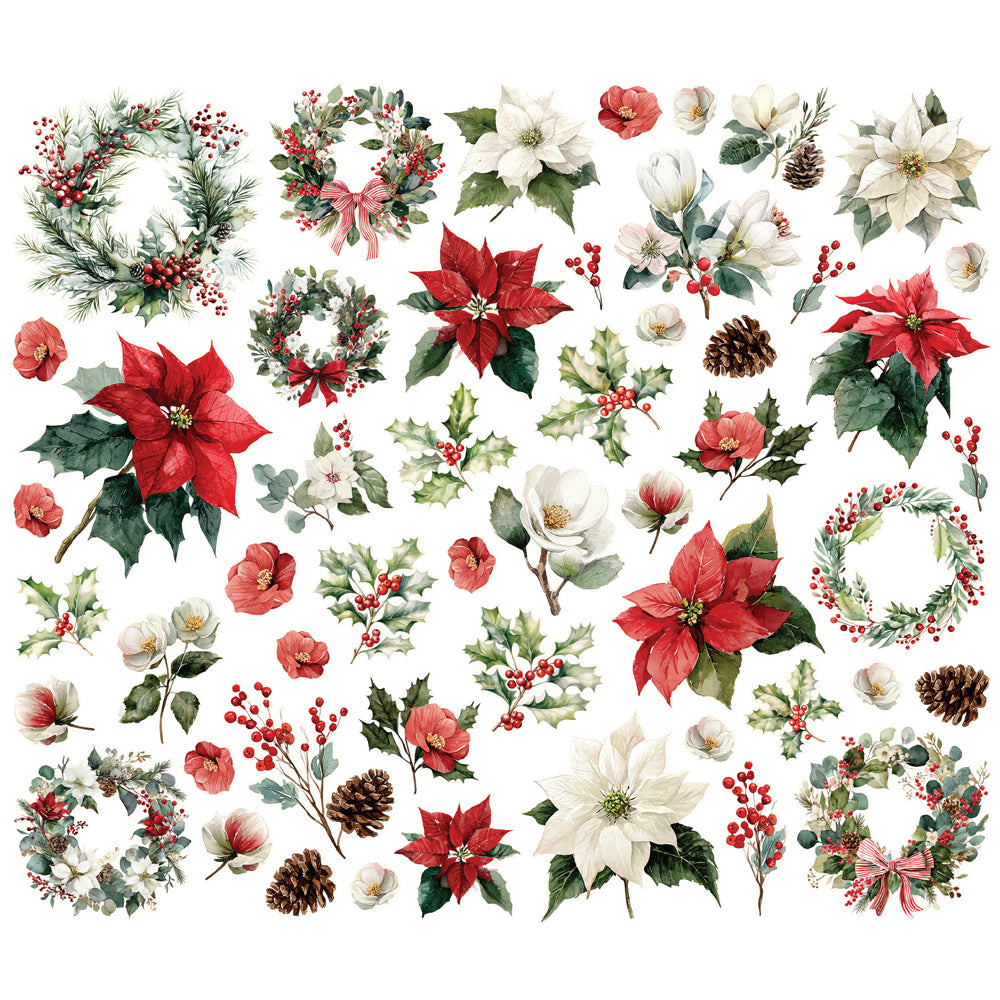Simple Vintage Old-Fashioned Christmas . Floral Bits