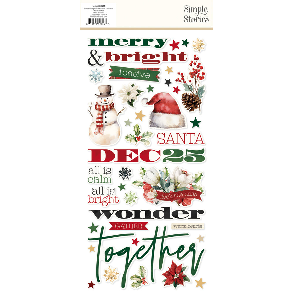 Simple Vintage Old-Fashioned Christmas . Foam Stickers