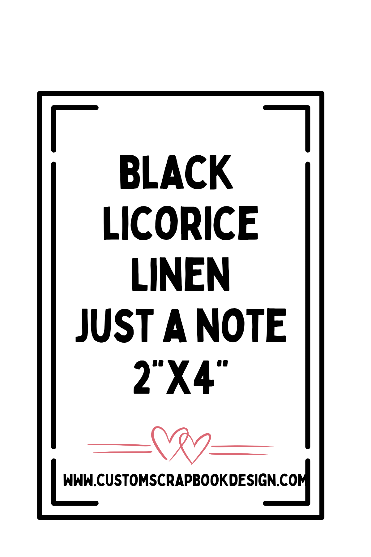 Black Licorice Just a Note 2" x 4" Pkg of 20 . Linen Cardstock