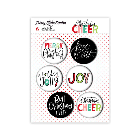 Christmas Cheer . Holly Jolly Flair Buttons