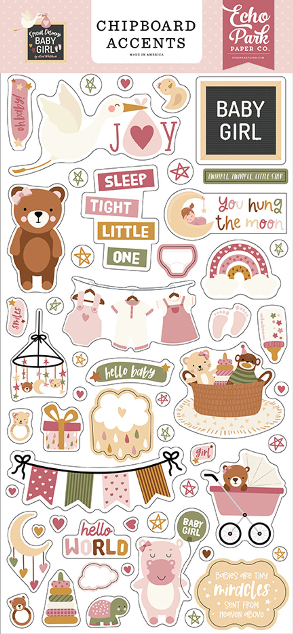 Special Delivery Baby Girl . Chipboard Accents